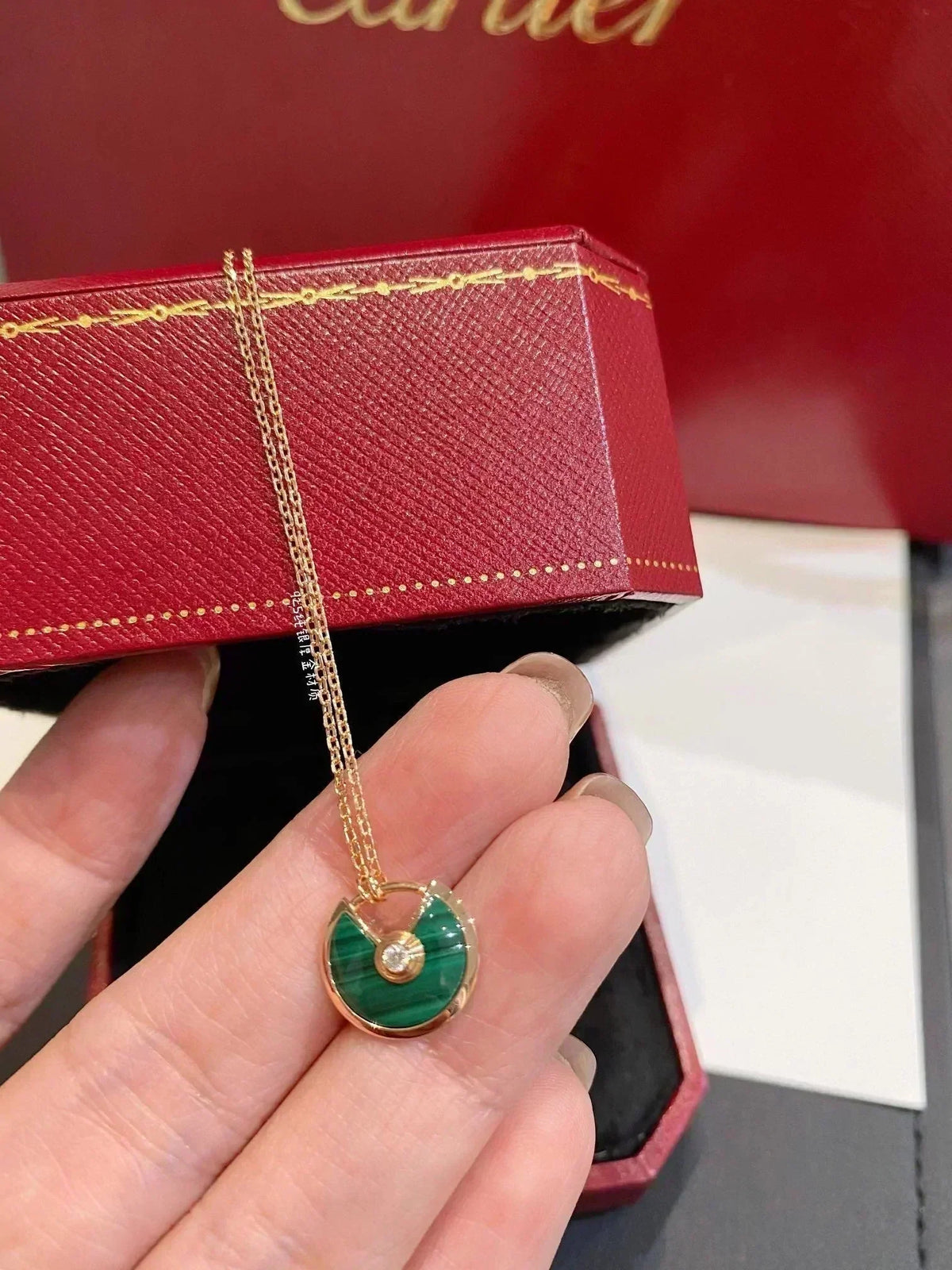 [⭐Clover Jewelry]AMULETTE ROSE GOLD MALACHITE NECKLACE