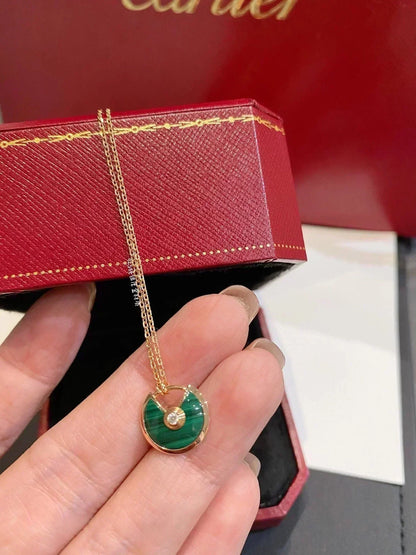 [⭐Clover Jewelry]AMULETTE ROSE GOLD MALACHITE NECKLACE