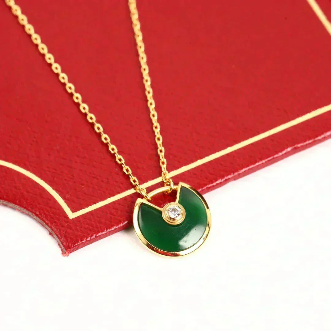 [⭐Clover Jewelry]AMULETTE GOLD MALACHITE NECKLACE