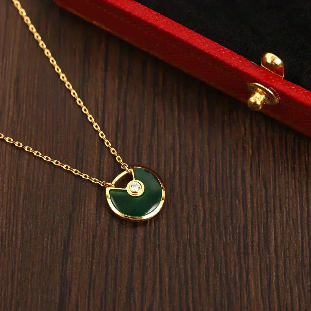 [⭐Clover Jewelry]AMULETTE GOLD MALACHITE NECKLACE