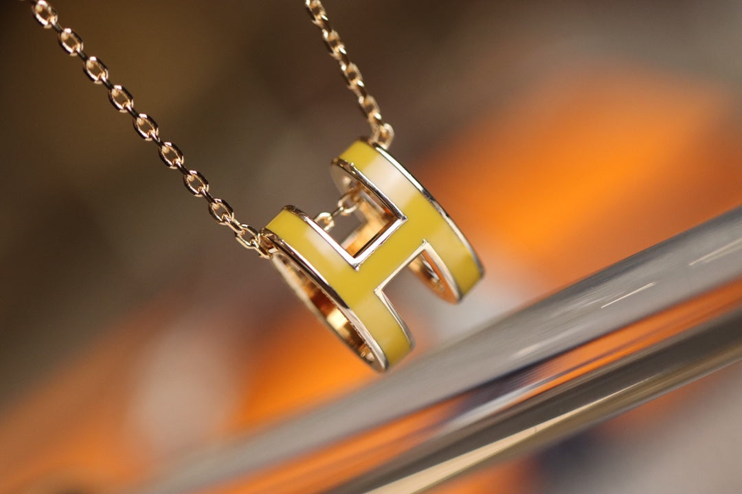 [⭐Clover Jewelry]POP H PEDANT PINK GOLD