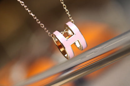 [⭐Clover Jewelry]POP H PEDANT PINK GOLD