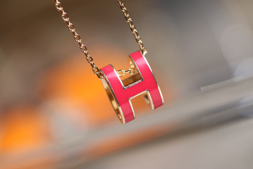 [⭐Clover Jewelry]POP H PEDANT PINK GOLD