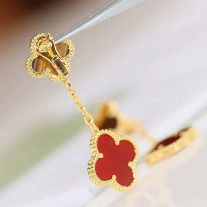 [⭐Clover Jewelry]CLOVER  2 MOTIF  TIGER EYE CARNELIAN EARRINGS