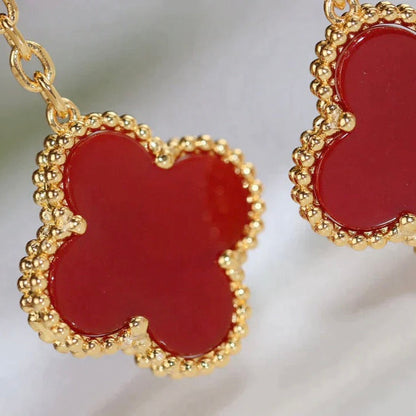 [⭐Clover Jewelry]CLOVER  2 MOTIF  TIGER EYE CARNELIAN EARRINGS