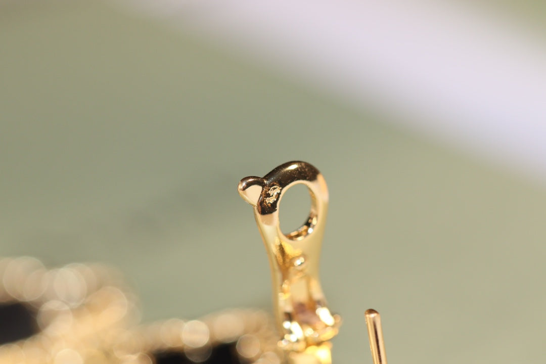 [⭐Clover Jewelry]CLOVER EARRINGS GOLD ONYX MOP 3 MOTIF
