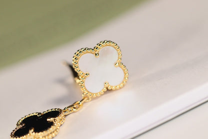 [⭐Clover Jewelry]CLOVER EARRINGS GOLD ONYX MOP 3 MOTIF