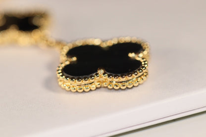 [⭐Clover Jewelry]CLOVER EARRINGS GOLD ONYX MOP 3 MOTIF