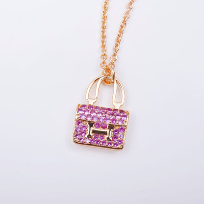 [⭐Clover Jewelry]CONSTANCE PEDANT PURPLE DIAMOND NECKLACE