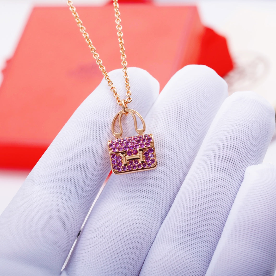 [⭐Clover Jewelry]CONSTANCE PEDANT PURPLE DIAMOND NECKLACE