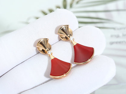 [⭐Clover Jewelry]DREAM Carnelian PINK GOLD EARRINGS