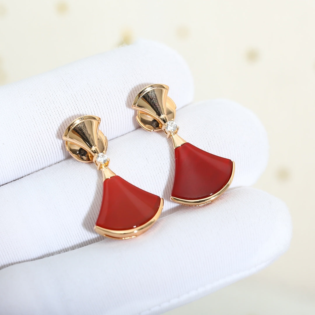 [⭐Clover Jewelry]DREAM Carnelian PINK GOLD EARRINGS