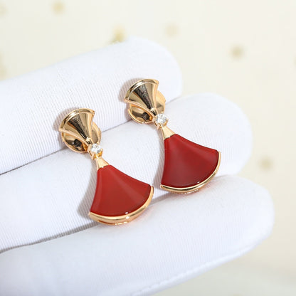 [⭐Clover Jewelry]DREAM Carnelian PINK GOLD EARRINGS