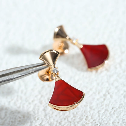 [⭐Clover Jewelry]DREAM Carnelian PINK GOLD EARRINGS
