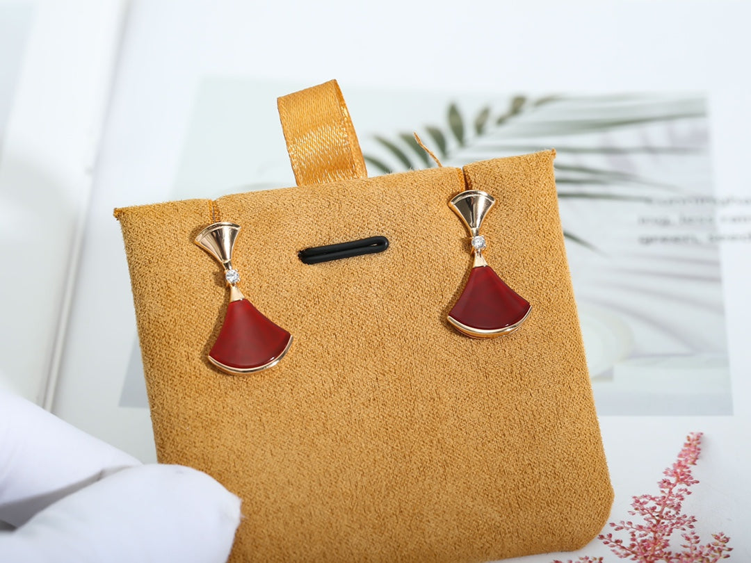 [⭐Clover Jewelry]DREAM Carnelian PINK GOLD EARRINGS