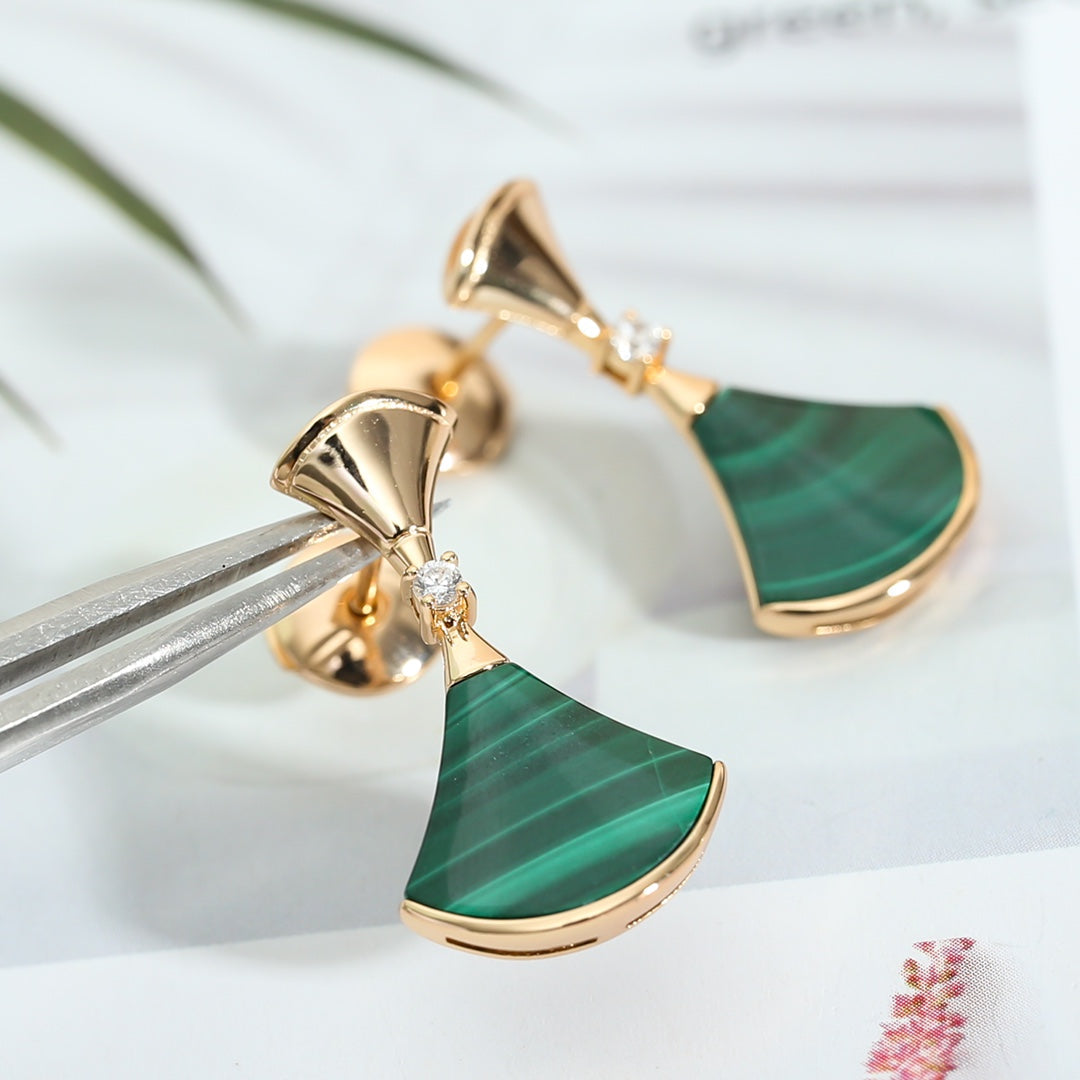 [⭐Clover Jewelry]DREAM MALACHITE PINK GOLD EARRINGS