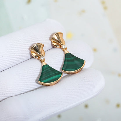 [⭐Clover Jewelry]DREAM MALACHITE PINK GOLD EARRINGS