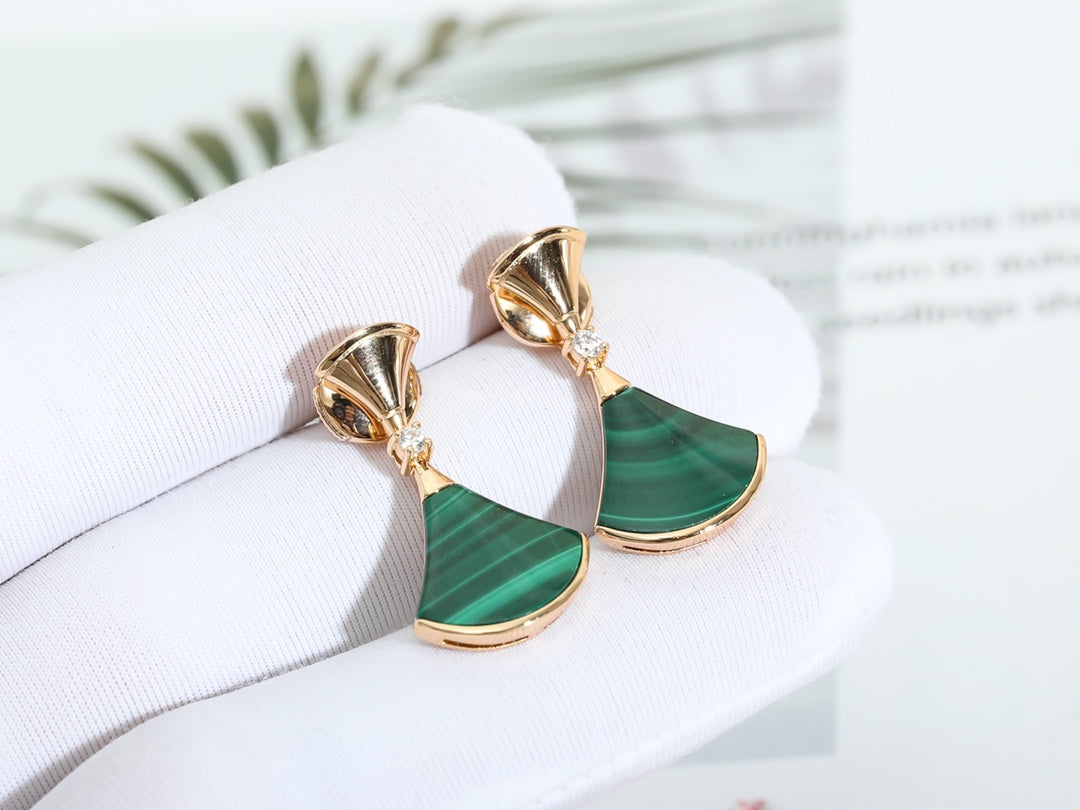 [⭐Clover Jewelry]DREAM MALACHITE PINK GOLD EARRINGS