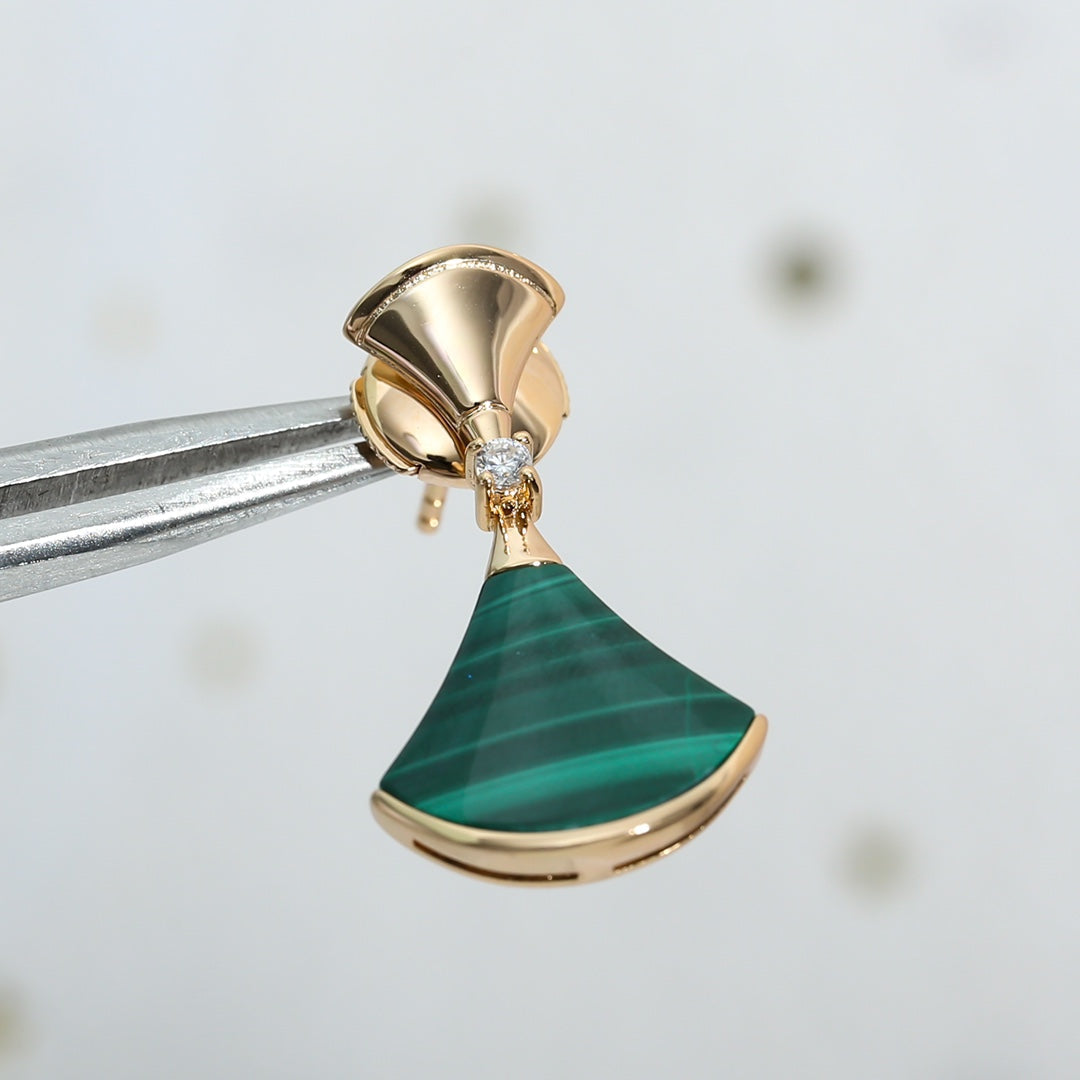 [⭐Clover Jewelry]DREAM MALACHITE PINK GOLD EARRINGS
