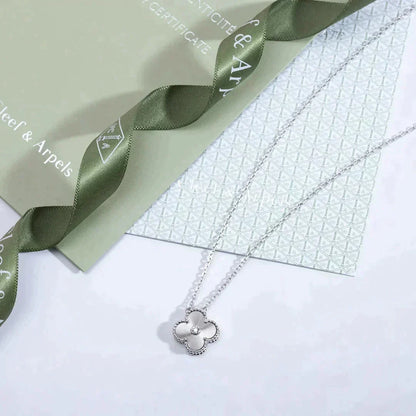 [⭐Clover Jewelry]CLOVER  15MM DIAMOND LASER NECKLACE SILVER