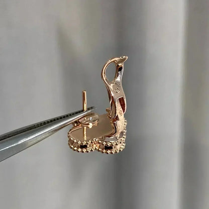 [⭐Clover Jewelry]CLOVER MEDIUM 1 MOTIFS  PINK MOP DIAMOND EARRINGS
