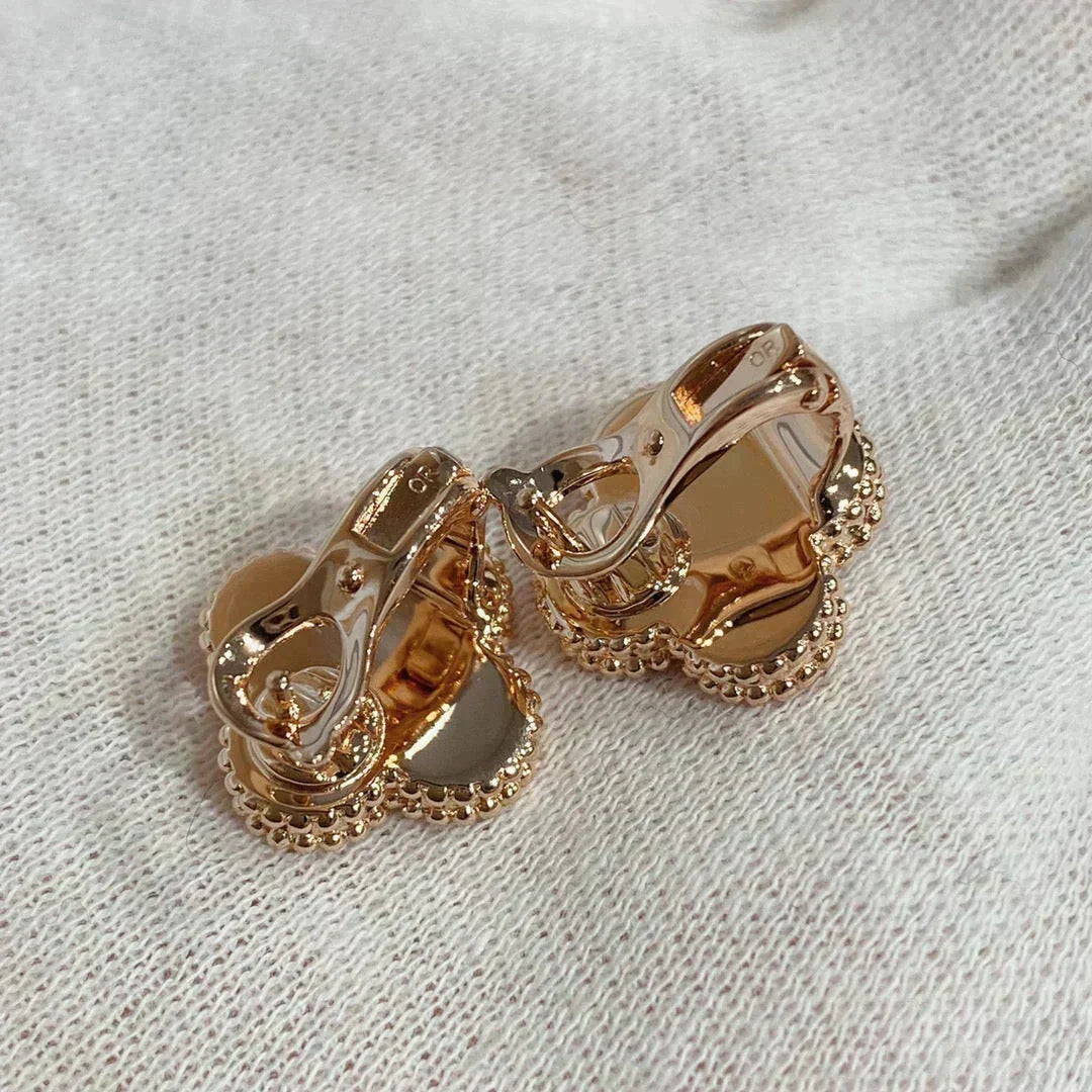 [⭐Clover Jewelry]CLOVER MEDIUM 1 MOTIFS CARNELIAN  DIAMOND earrings