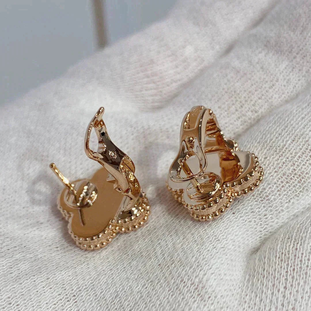 [⭐Clover Jewelry]CLOVER MEDIUM 1 MOTIFS CARNELIAN  DIAMOND earrings