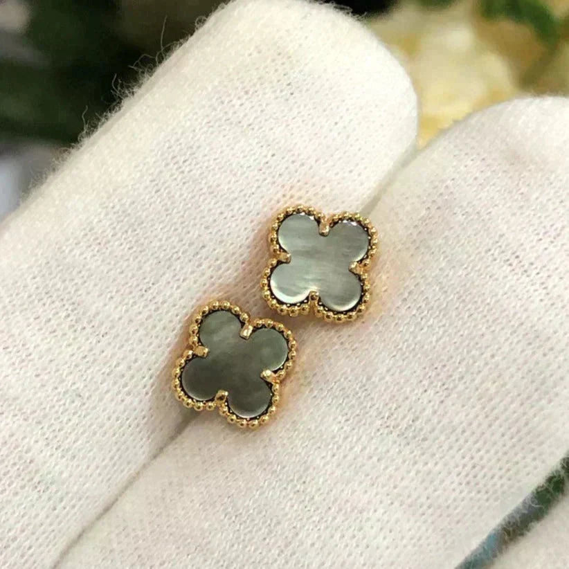 [⭐Clover Jewelry]CLOVER MINI 9.5MM GRAY MOP EARRINGS