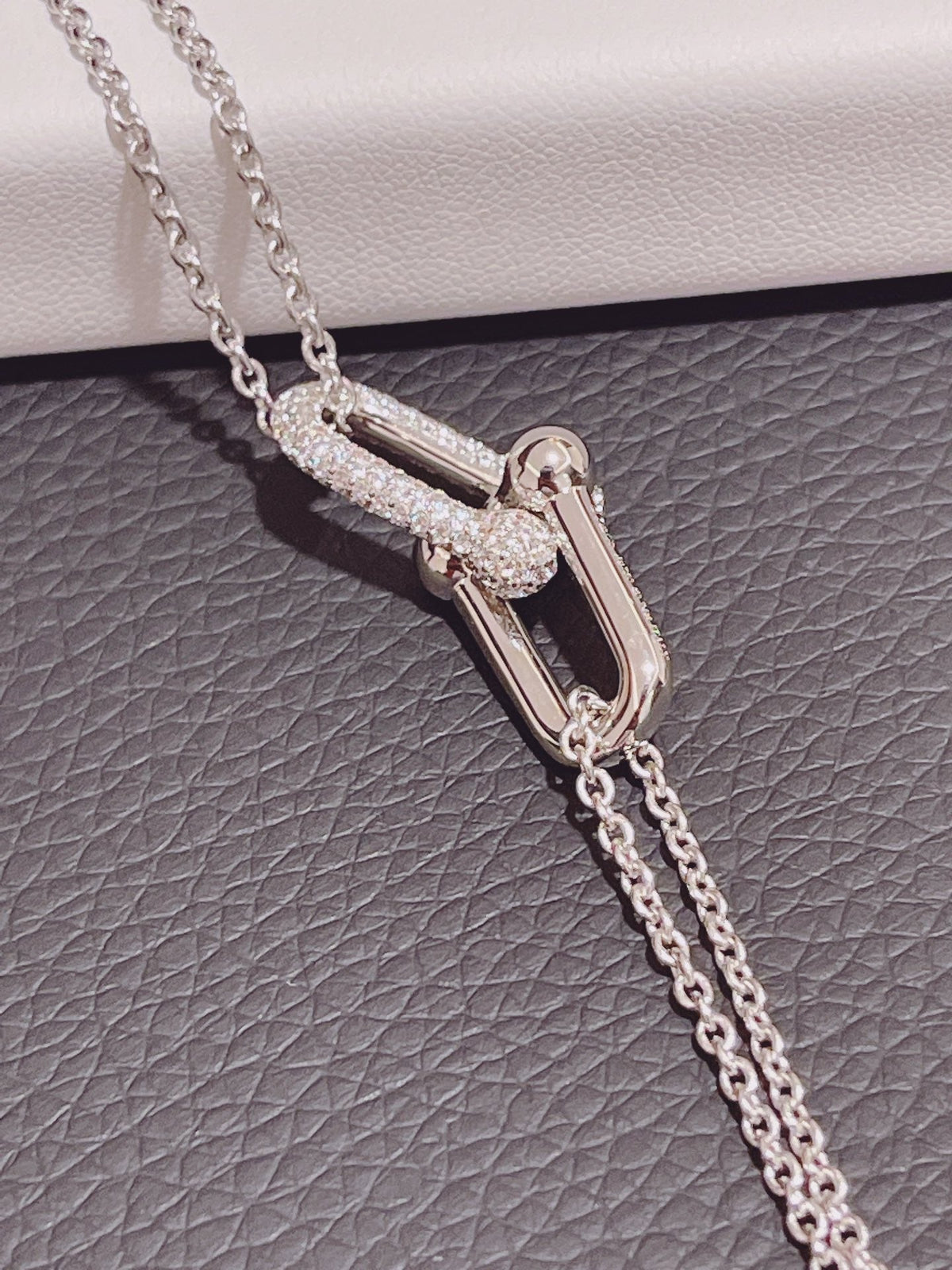 [Clover Jewelry]HARDWEAR DOUBLE LINK PEDANT SILVER DIAMOND NECKLACE