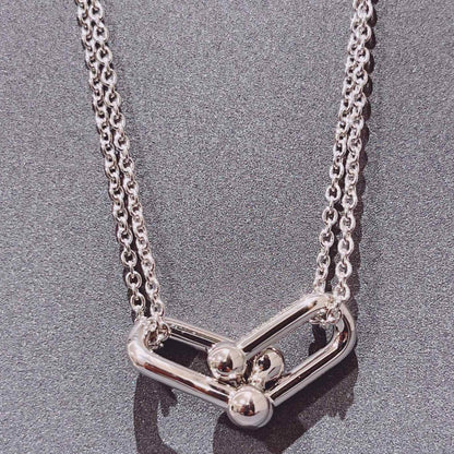 [Clover Jewelry]HARDWEAR DOUBLE LINK PEDANT SILVER NECKLACE