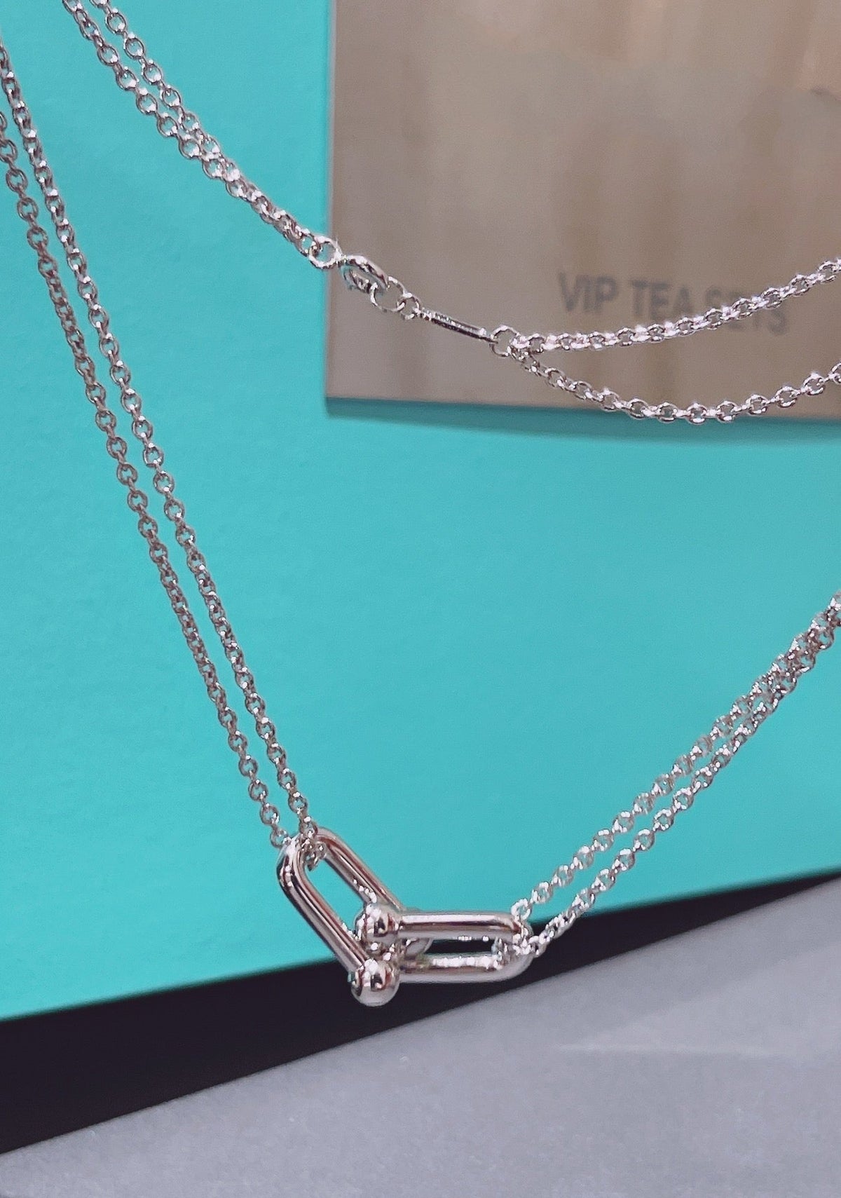 [Clover Jewelry]HARDWEAR DOUBLE LINK PEDANT SILVER NECKLACE