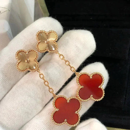 [⭐Clover Jewelry]CLOVER 2 MOTIF  LASER CARNELIAN EARRINGS