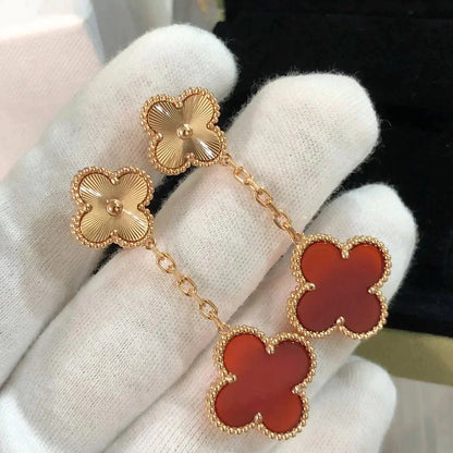 [⭐Clover Jewelry]CLOVER 2 MOTIF  LASER CARNELIAN EARRINGS