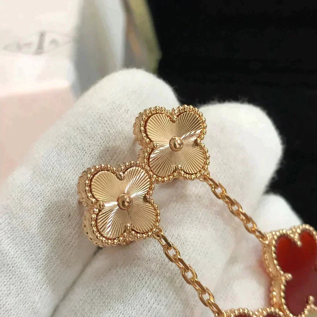 [⭐Clover Jewelry]CLOVER 2 MOTIF  LASER CARNELIAN EARRINGS