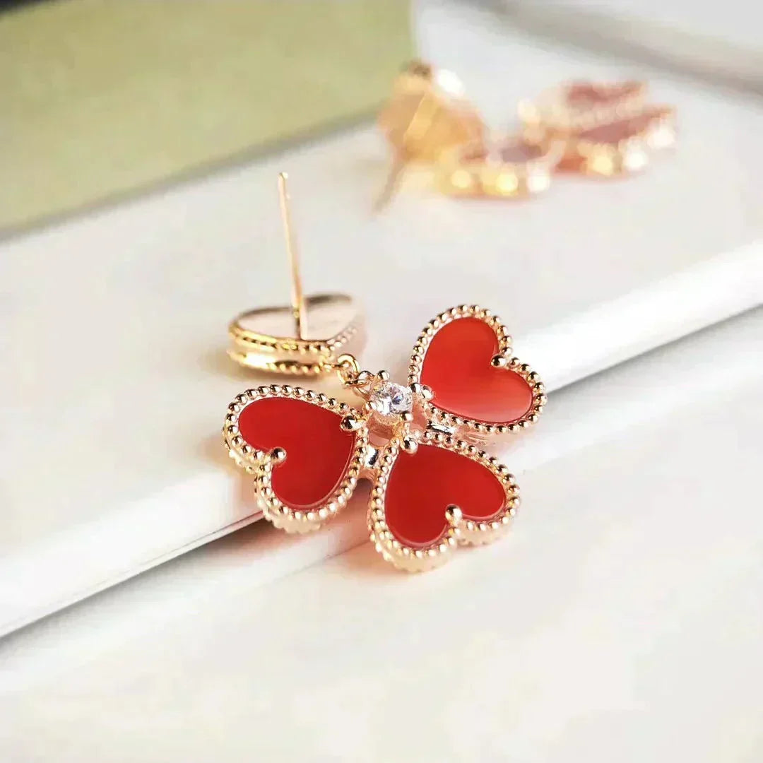 [⭐Clover Jewelry]SWEET CLOVER CARNELIAN EARRINGS