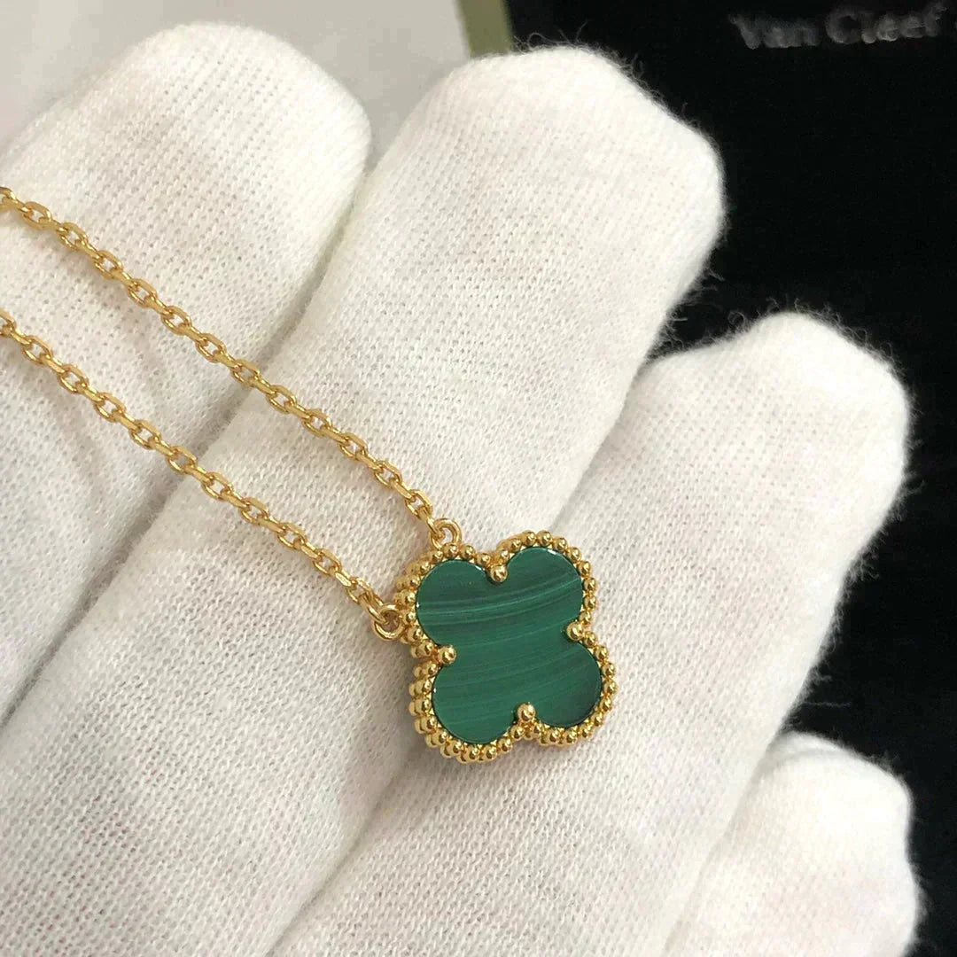 [⭐Clover Jewelry]CLOVER 15MM MALACHITE SINGLE FLOWER  NECKLACE