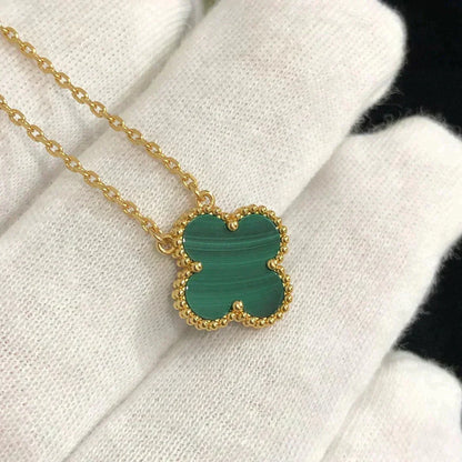 [⭐Clover Jewelry]CLOVER 15MM MALACHITE SINGLE FLOWER  NECKLACE