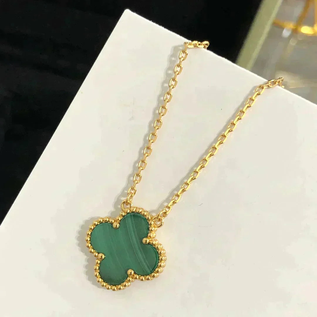 [⭐Clover Jewelry]CLOVER 15MM MALACHITE SINGLE FLOWER  NECKLACE
