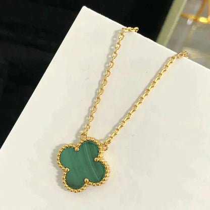[⭐Clover Jewelry]CLOVER 15MM MALACHITE SINGLE FLOWER  NECKLACE