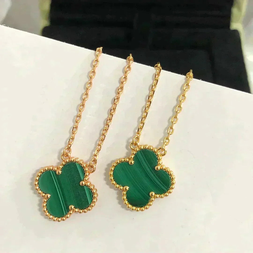 [⭐Clover Jewelry]CLOVER 15MM MALACHITE SINGLE FLOWER  NECKLACE