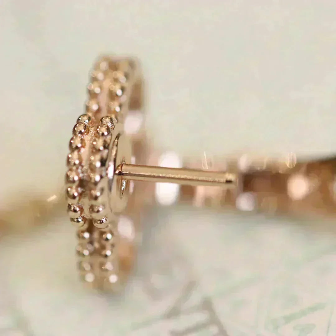 [⭐Clover Jewelry]CLOVER MEDIUM 1 MOTIFS FUll DIAMOND EARRINGS