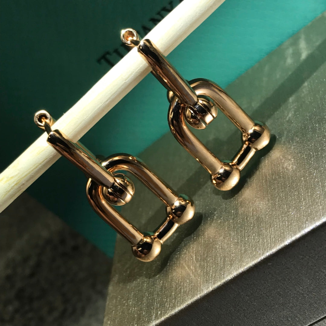 [Clover Jewelry]HARDWARE DROP EARRINGS DOUBLE LINK