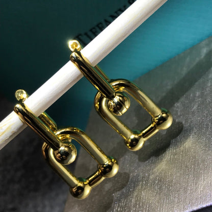 [Clover Jewelry]HARDWARE DROP EARRINGS DOUBLE LINK