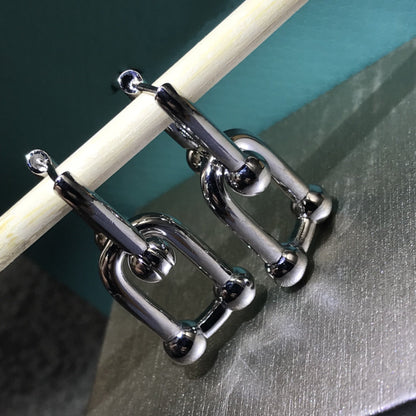 [Clover Jewelry]HARDWARE DROP EARRINGS DOUBLE LINK