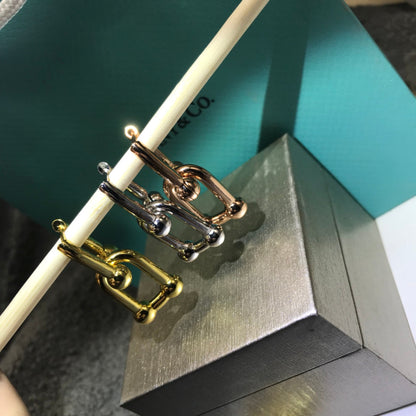 [Clover Jewelry]HARDWARE DROP EARRINGS DOUBLE LINK