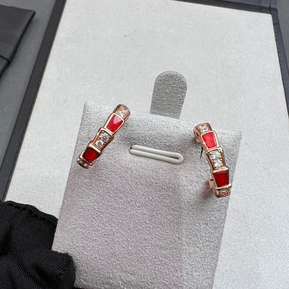 [⭐Clover Jewelry]SERPENTI CARNELIAN PINK GOLD EARRINGS