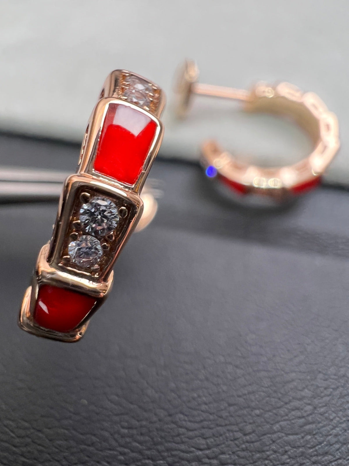 [⭐Clover Jewelry]SERPENTI CARNELIAN PINK GOLD EARRINGS