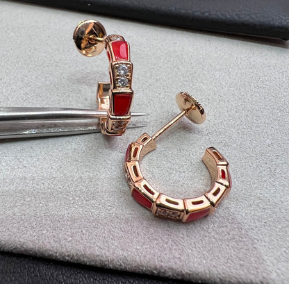 [⭐Clover Jewelry]SERPENTI CARNELIAN PINK GOLD EARRINGS