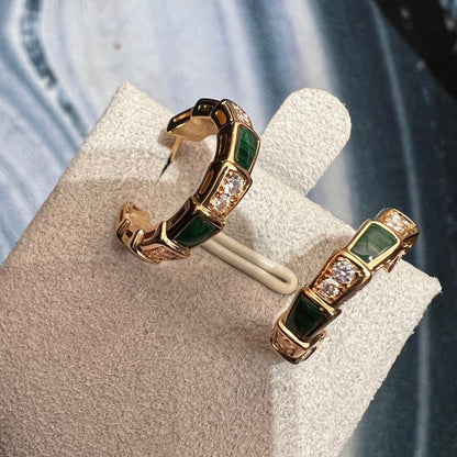 [⭐Clover Jewelry]SERPENTI MALACHITE PINK GOLD EARRINGS