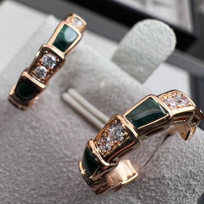 [⭐Clover Jewelry]SERPENTI MALACHITE PINK GOLD EARRINGS